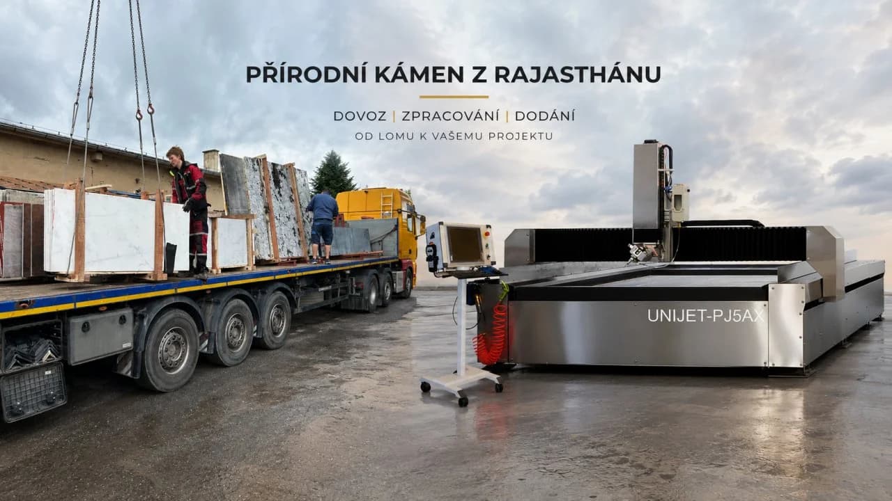 Přírodní kámen z Rajasthánu — dovoz, zpracování, dodání. Doprava kamene a přesné řezání vodním paprskem.